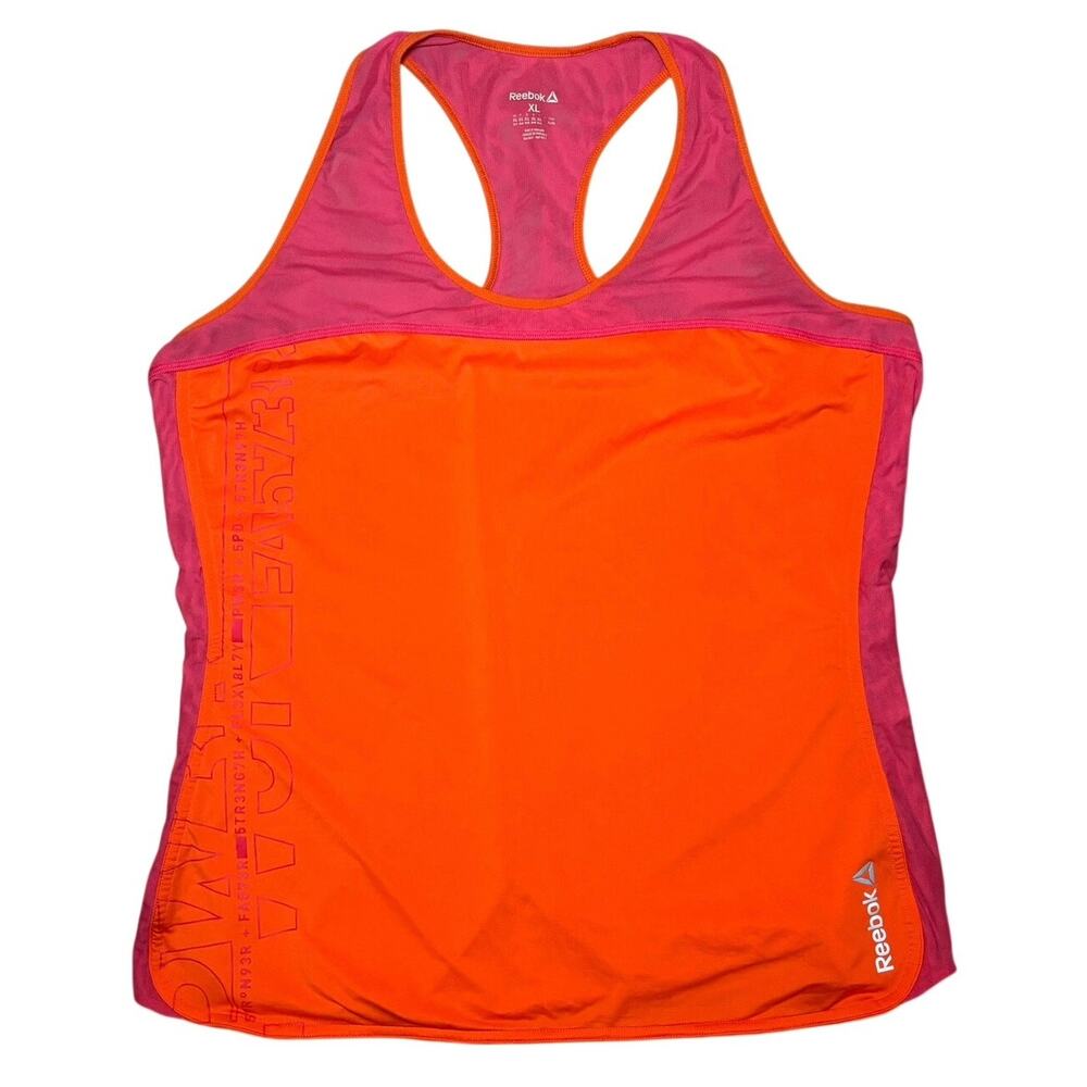 Reebok Red and Orange Mesh Racerback Tank Size XL